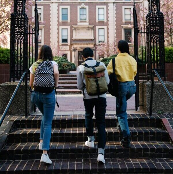students walking