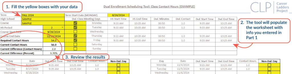 DuE Scheduling Tool Part 2 example