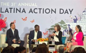 Photo of moderator and panelists: Max Espinoza, Michael Wiafe, Naomi Castro and Linda Vasquez.